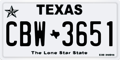 TX license plate CBW3651