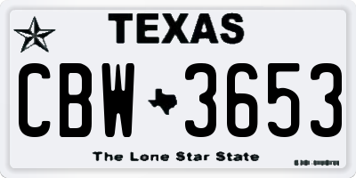 TX license plate CBW3653