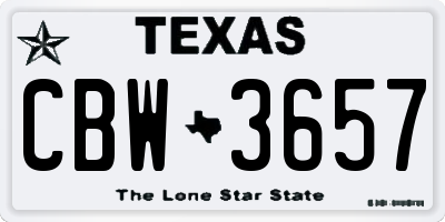 TX license plate CBW3657