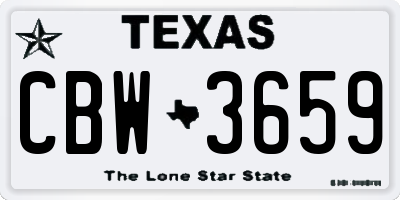 TX license plate CBW3659