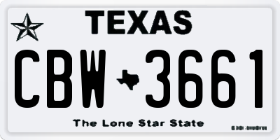 TX license plate CBW3661