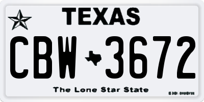 TX license plate CBW3672