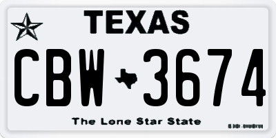 TX license plate CBW3674