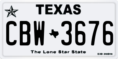 TX license plate CBW3676