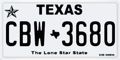 TX license plate CBW3680