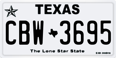 TX license plate CBW3695