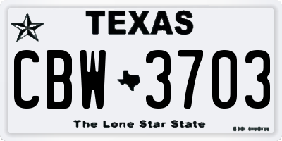 TX license plate CBW3703
