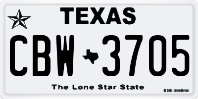 TX license plate CBW3705