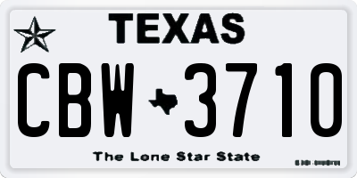 TX license plate CBW3710
