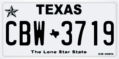TX license plate CBW3719
