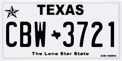 TX license plate CBW3721