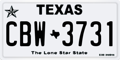 TX license plate CBW3731