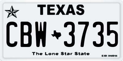 TX license plate CBW3735