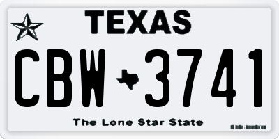 TX license plate CBW3741