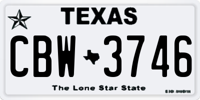 TX license plate CBW3746