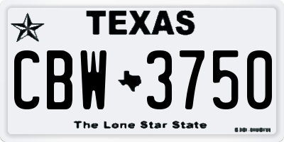 TX license plate CBW3750