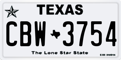 TX license plate CBW3754