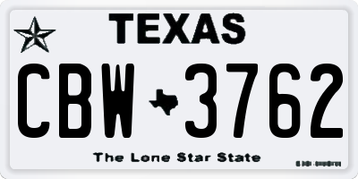 TX license plate CBW3762