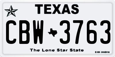 TX license plate CBW3763