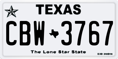 TX license plate CBW3767