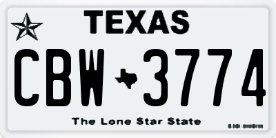 TX license plate CBW3774
