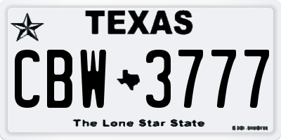TX license plate CBW3777