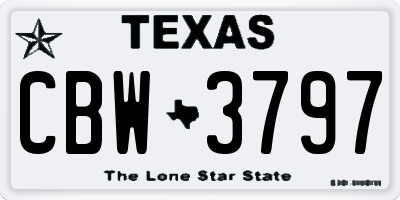 TX license plate CBW3797