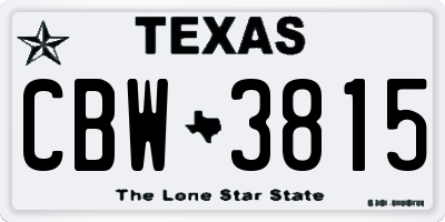 TX license plate CBW3815