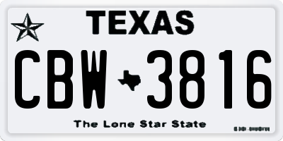 TX license plate CBW3816