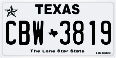 TX license plate CBW3819