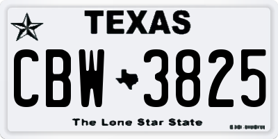 TX license plate CBW3825