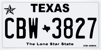 TX license plate CBW3827