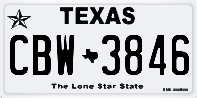 TX license plate CBW3846