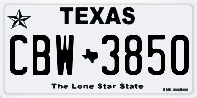TX license plate CBW3850