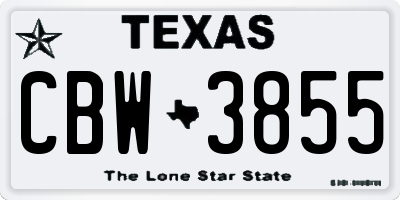 TX license plate CBW3855
