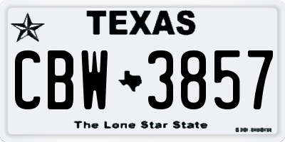 TX license plate CBW3857