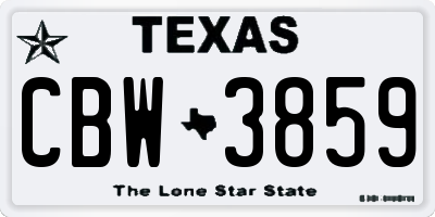TX license plate CBW3859