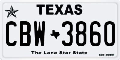 TX license plate CBW3860