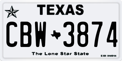 TX license plate CBW3874