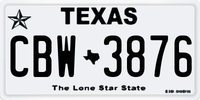 TX license plate CBW3876
