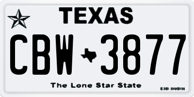 TX license plate CBW3877