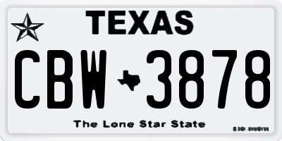 TX license plate CBW3878