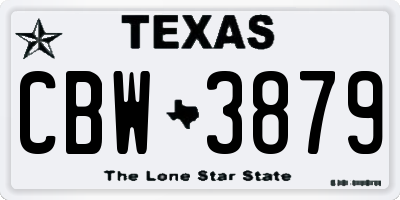 TX license plate CBW3879