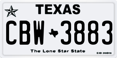 TX license plate CBW3883