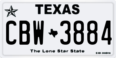 TX license plate CBW3884