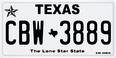 TX license plate CBW3889