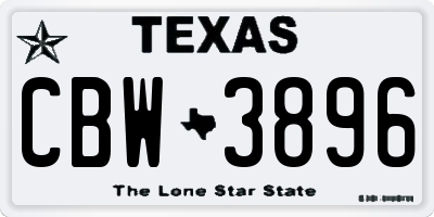 TX license plate CBW3896