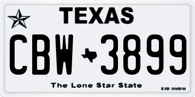 TX license plate CBW3899