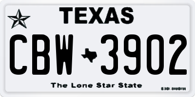 TX license plate CBW3902