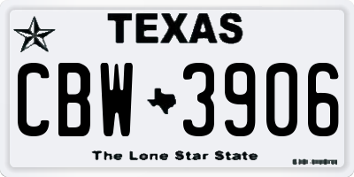 TX license plate CBW3906